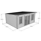 BillyOh Fraya 5m x 4m Log Cabin Summer House Shed with Standard Treatment Wood, Modern Pent Roof, Double Doors & Shatterproof Windows – Garden Room