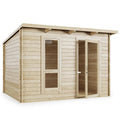 BillyOh Mia 3x2.5 Log Cabin Summer House Shed with Untreated Wood, Modern Pent Roof Garden Shed, Single Door & Shatterproof Windows – Outdoor Room