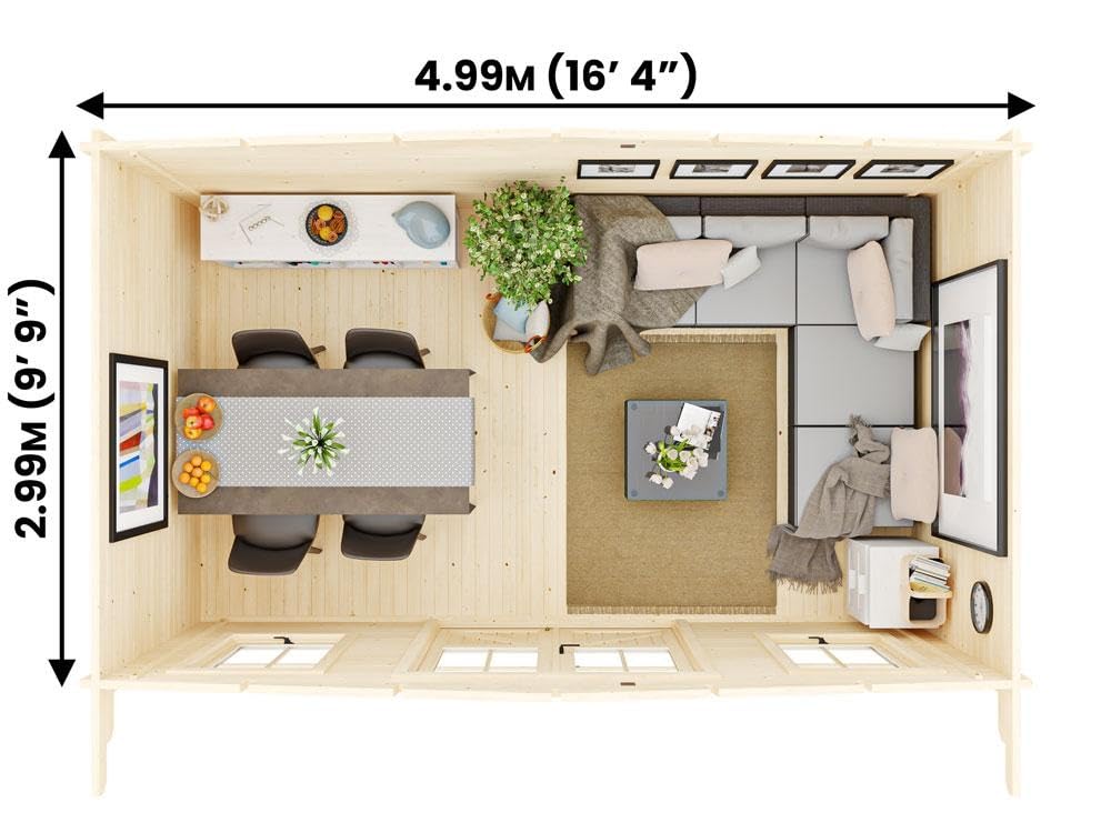 Dunster House Garden Log Cabin 5 x 3 Metres Man Cave Home Office Summer House - Severn