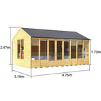 BillyOh Petra 16x10 Reverse Apex Summer House Shed, Log Cabin | Wooden Garden Room with Wide Double Doors, Tear Resistant Felt, Tongue and Groove