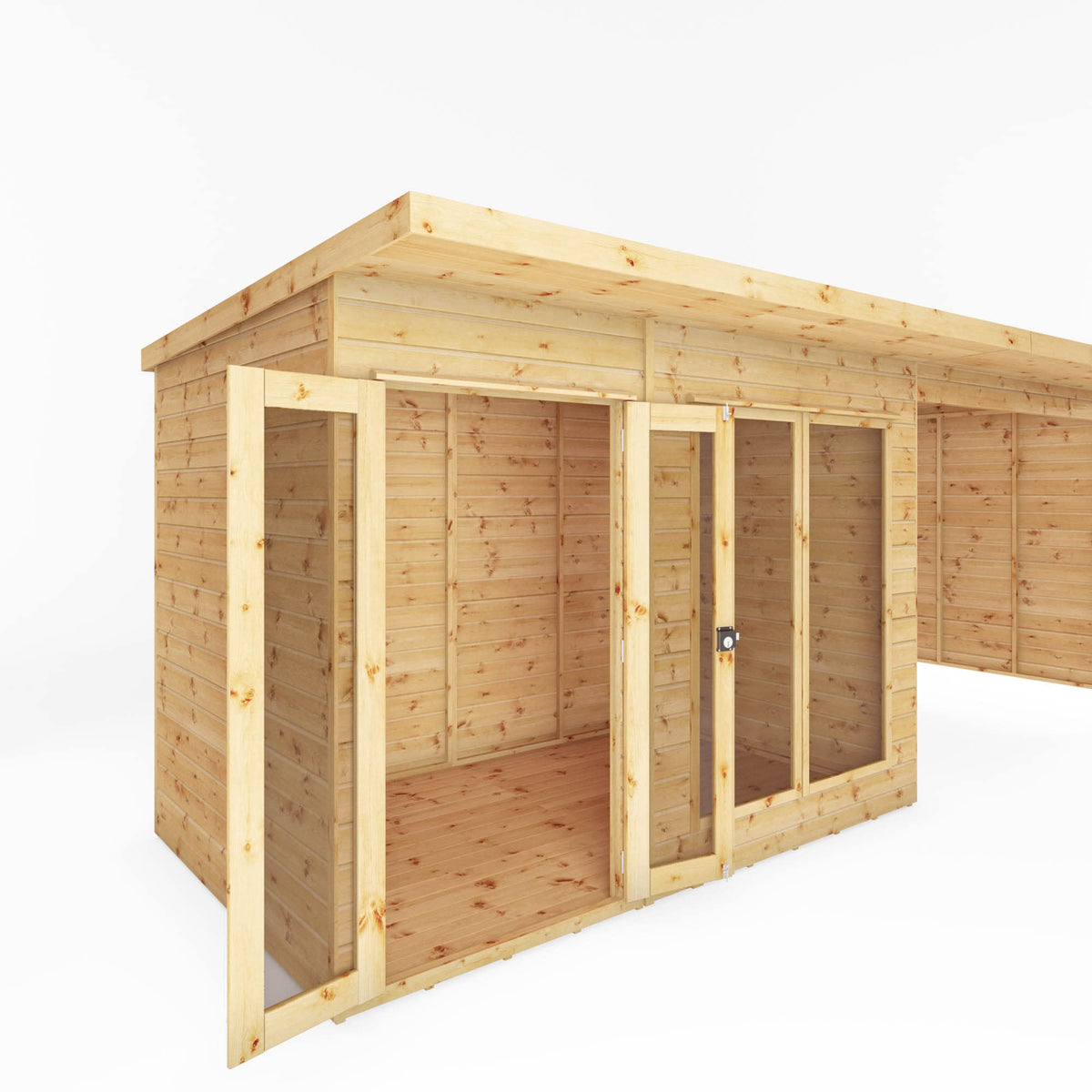 WALTONS 18x6 Maine Summerhouse | Pent Roof | Shiplap Tongue and Groove | Wooden Garden Room Log Cabin | Garden Storage Shed Summer House + Patio Area