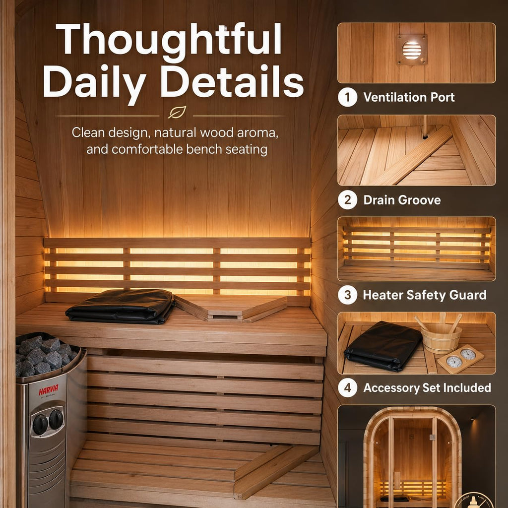 Duthss 2 Person Outdoor Sauna, 135×139×200 cm, 4.5kW Electric Sauna System