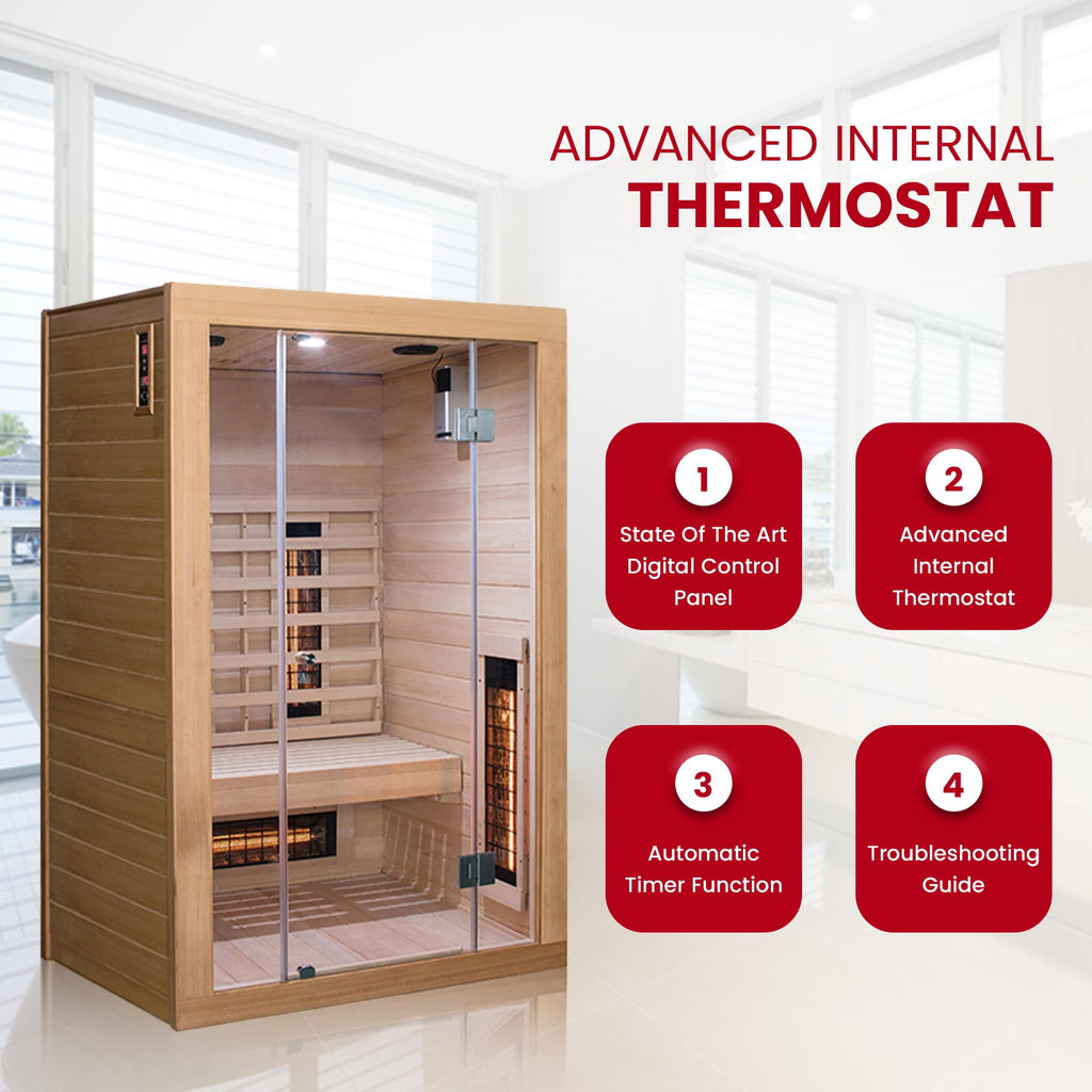 SaunaMed 2-6 Person Full Spectrum Infrared Indoor Sauna EMR NeutralTM 13A Plug & Play (2 Person)