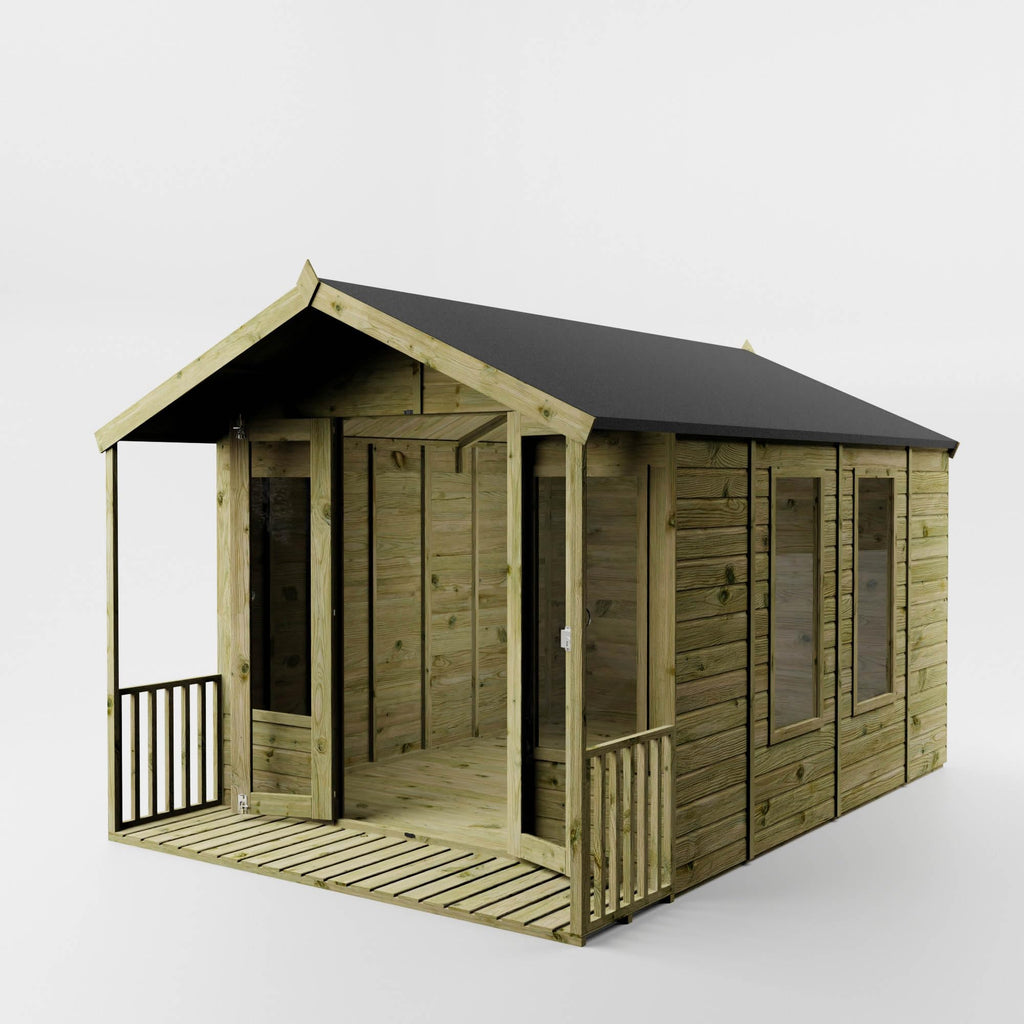 WALTONS 12 x 8 Wessex Summerhouse | Apex Roof | Shiplap Tongue and Groove | Wooden Garden Room Summerhouse | 10 Year Anti Rot Guarantee | 12 x 8 12ft