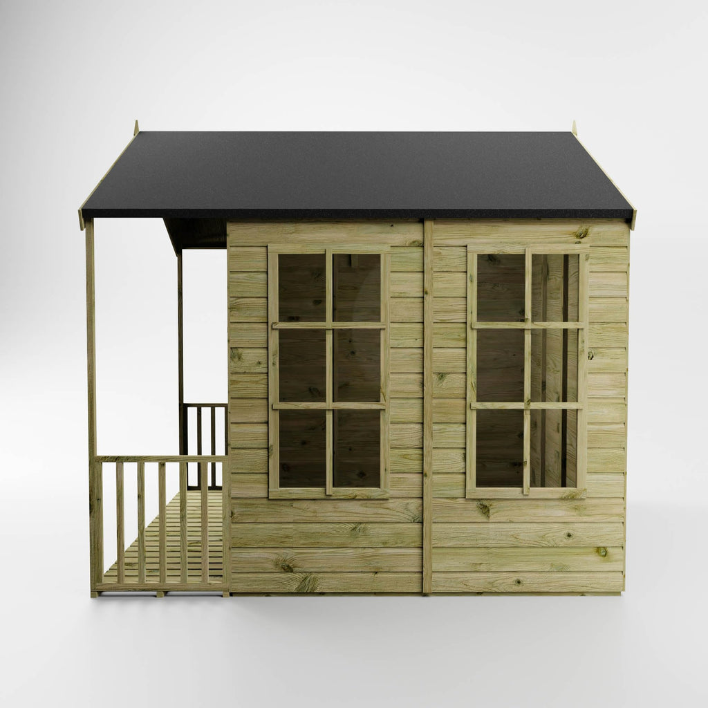 WALTONS | 8 x 8 Wessex Summerhouse with Veranda | Apex Roof | 12mm Shiplap Tongue and Groove | Wooden Garden Room Summerhouse | 10 Year Anti Rot