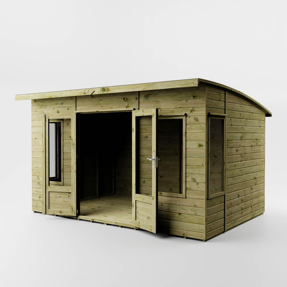 WALTONS 12 x 8 Helios Summerhouse | Curved Roof | Shiplap Tongue and Groove | Wooden Garden Room Summerhouse | 10 Year Anti Rot Guarantee | 12 x 8