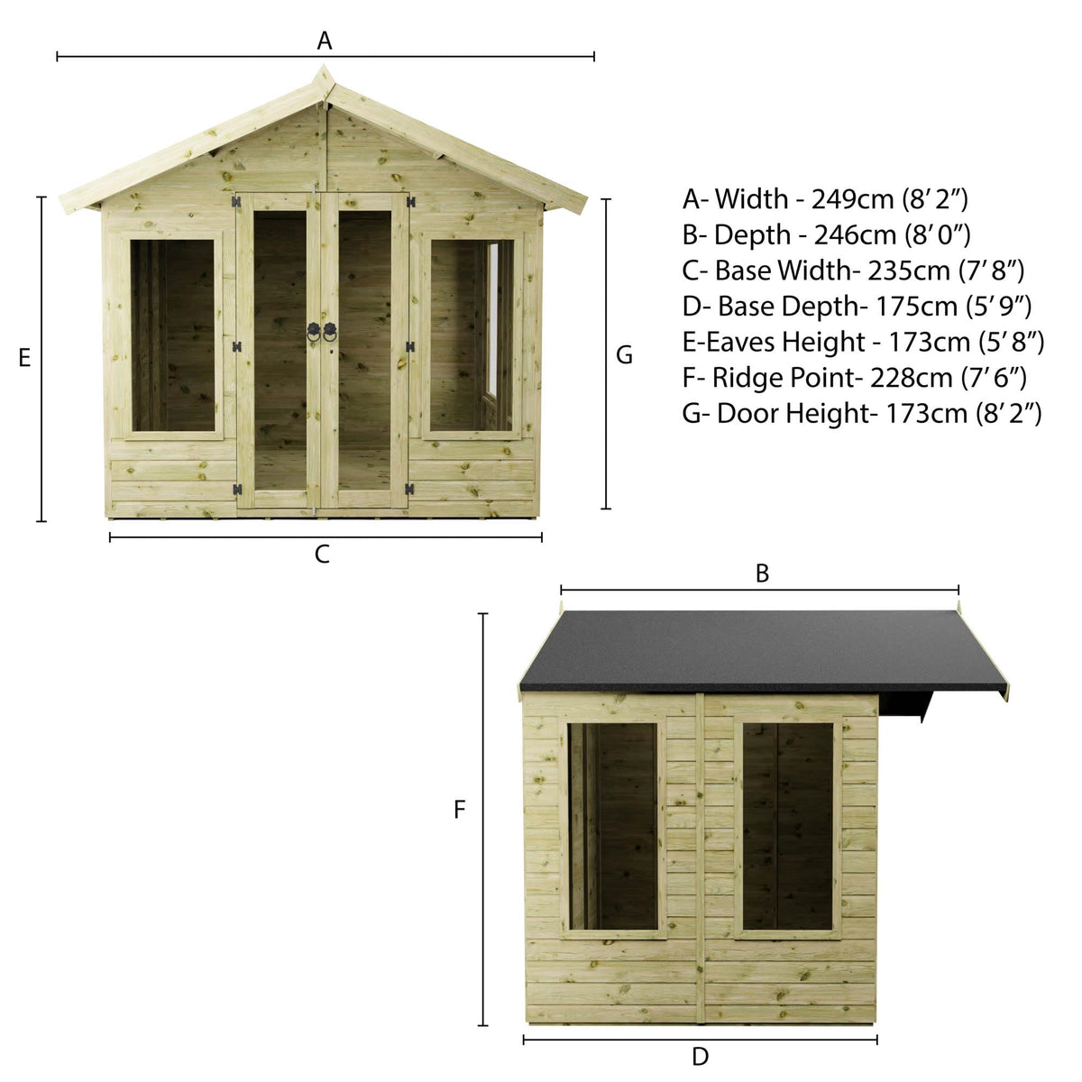 WALTONS 6 x 8 Sussex Summerhouse | Apex Roof | Shiplap Tongue and Groove | Wooden Garden Room Summerhouse | 10 Year Anti Rot Guarantee | 8 x 8 8ft 8ft