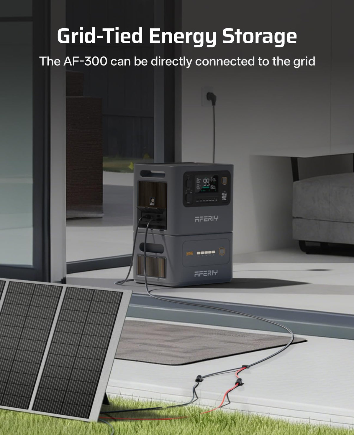 AFERIY P300 Portable Power Station 3000W, 2048Wh LFP Battery Expandable to 10.24kWh,1.5H Fast Charging, 2x140W USB-C Output, 220V-240V, Solar