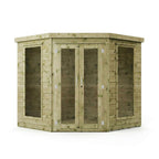 WALTONS | Wooden Corner Summerhouse | Shiplap Tongue & Groove | Garden Room | Flat Roof | Double Door | Outdoor Sun Room | 7ft 8ft 9ft | 10 Year Anti