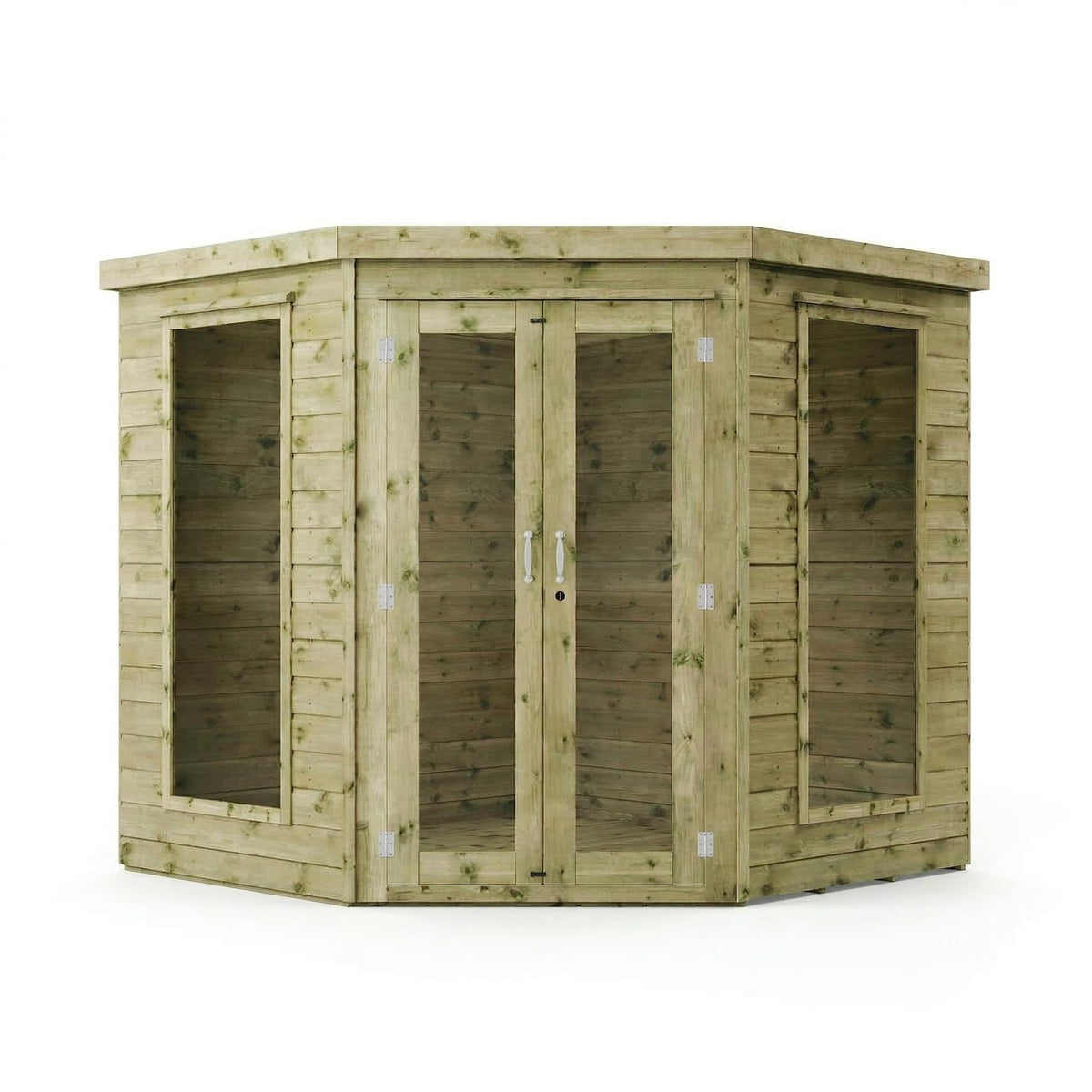 WALTONS | Wooden Corner Summerhouse | Shiplap Tongue & Groove | Garden Room | Flat Roof | Double Door | Outdoor Sun Room | 7ft 8ft 9ft | 10 Year Anti