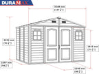 10 x 8 ft Outdoor Plastic Garden Storage Shed with Double Doors, Windows & Metal Foundation Kit