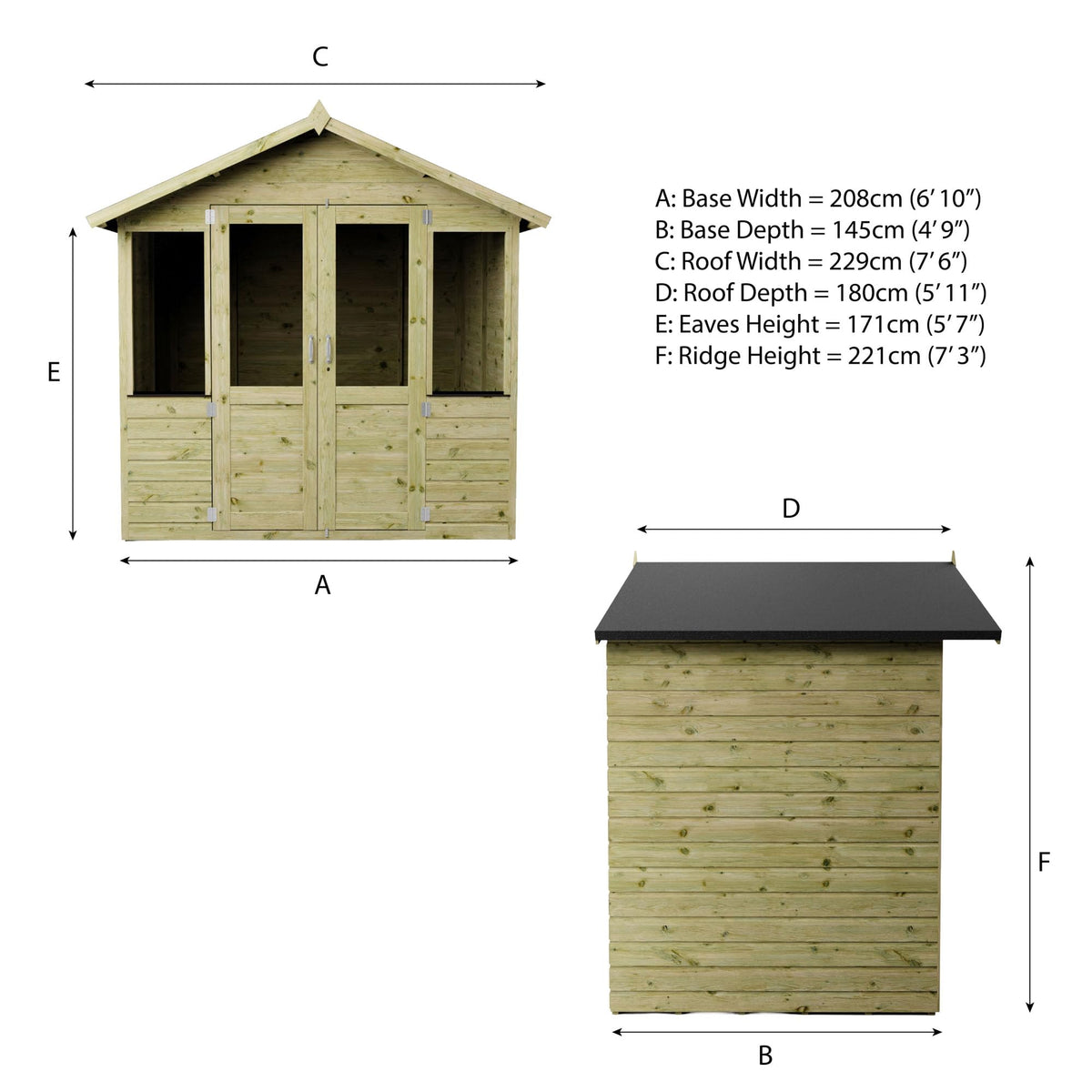 WALTONS 7x5 Summerhouse | Apex Roof | Shiplap Tongue and Groove | Wooden Garden Room Log Cabin | Garden Storage Shed Summer House