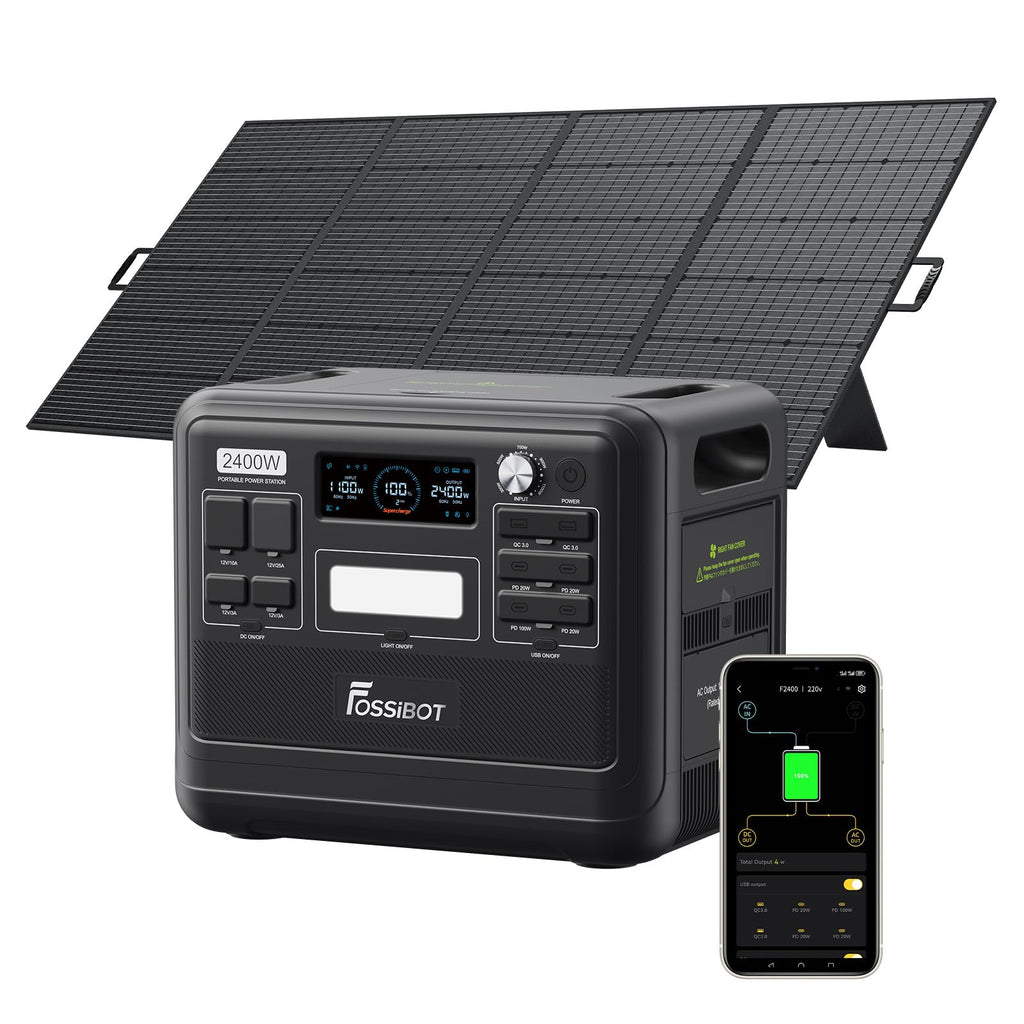 2048Wh Portable Power Station 2400W LiFePO4 Battery Solar Generator with Fast Charging