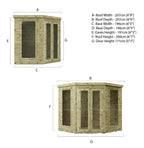 WALTONS | Wooden Corner Summerhouse | Shiplap Tongue & Groove | Garden Room | Flat Roof | Double Door | Outdoor Sun Room | 7ft 8ft 9ft | 10 Year Anti