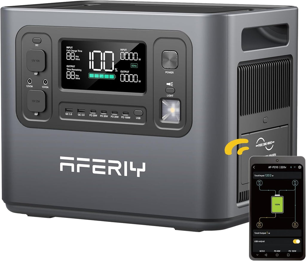 2048Wh Portable Power Station 2400W LiFePO4 Battery Solar Generator with UPS