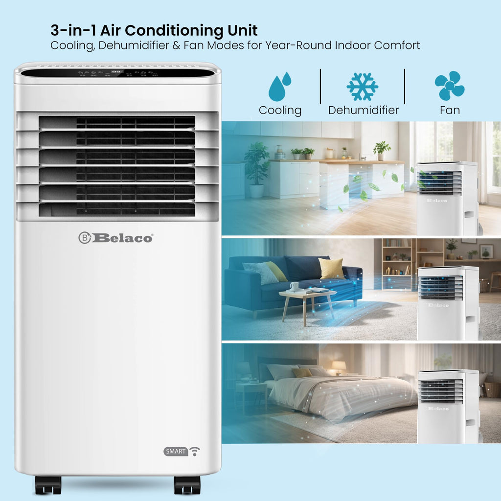 Belaco 9000 BTU Air Conditioning Unit – Smart WiFi Connectivity