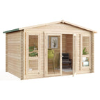 BillyOh Sasha 12 x 8 Log Cabin Summer House Shed – Wooden Garden Room with Apex Roof, Double Doors, Floor, Roof & Felt | Outdoor Office, Home Studio