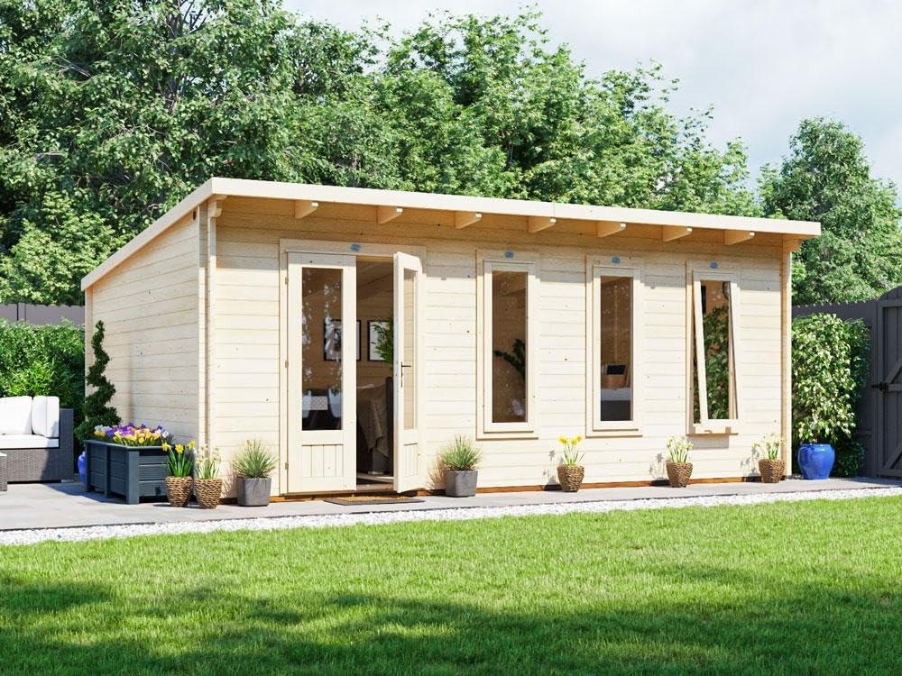 Dunster House Log Cabin Garden Office 6 x 4 Metres Terminator Pent