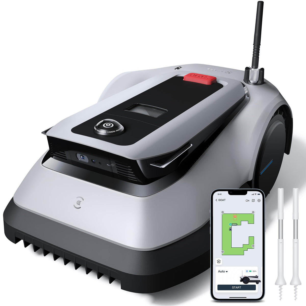 ECOVACS Goat G1-800 Robot Lawnmower No Boundary Wire for Gardens up to 800m2 (AIVI 3D Obstacle Avoidance, Intelligent Path Planning, No-entry Zone