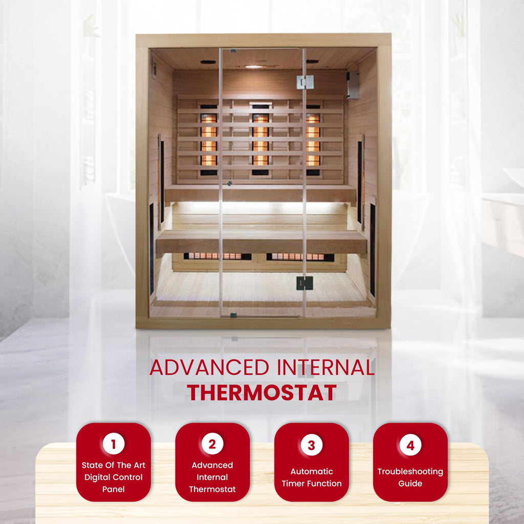 SaunaMed 2-6 Person Full Spectrum Infrared Indoor Sauna EMR NeutralTM 13A Plug & Play (6 Person)
