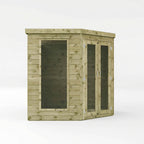 WALTONS | 11x7, 12x8, 13x9 Wooden Corner Summerhouse with Side Shed | Shiplap Tongue & Groove | Garden Room | Flat Roof | Double Door | Outdoor Sun