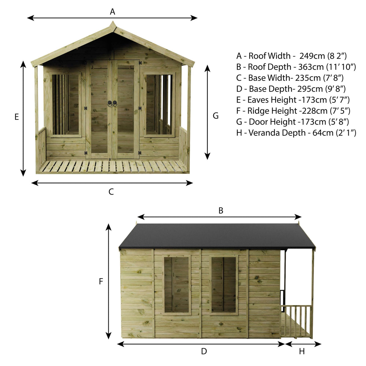 WALTONS 12 x 8 Wessex Summerhouse | Apex Roof | Shiplap Tongue and Groove | Wooden Garden Room Summerhouse | 10 Year Anti Rot Guarantee | 12 x 8 12ft