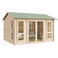 BillyOh Darcy 12x10 Log Cabin Summer House Shed with 19mm Wall Logs Thickness, Modern Apex Roof, Pressure Treated Wood & Shatterproof Windows