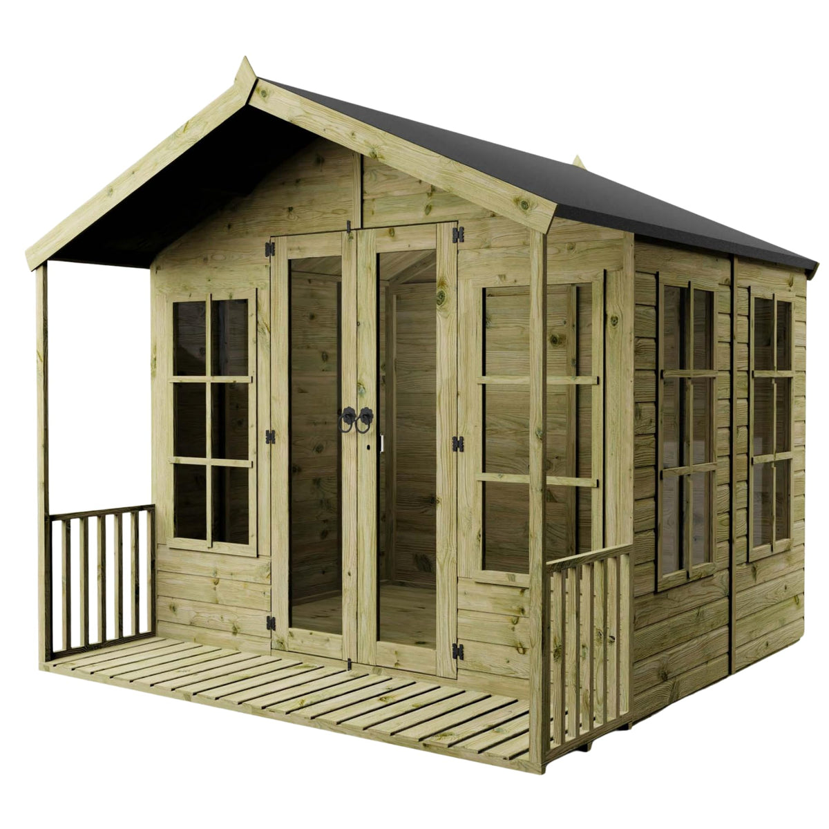 WALTONS | 8 x 8 Wessex Summerhouse with Veranda | Apex Roof | 12mm Shiplap Tongue and Groove | Wooden Garden Room Summerhouse | 10 Year Anti Rot