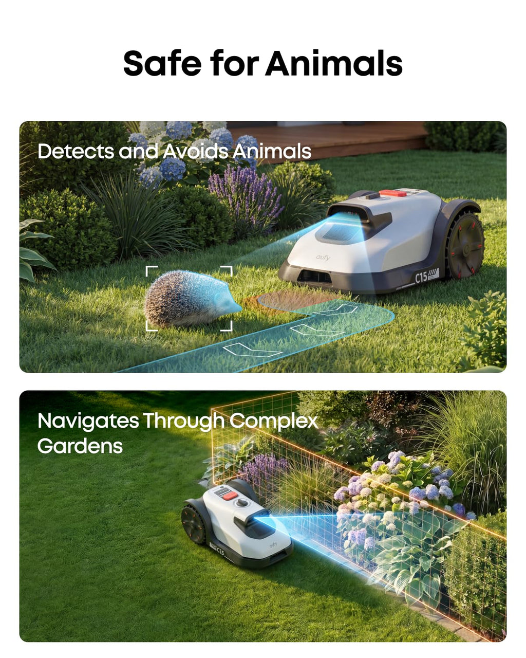 eufy Robot Lawn Mower, C15 without Boundary with Garage, 500 m2 Coverage