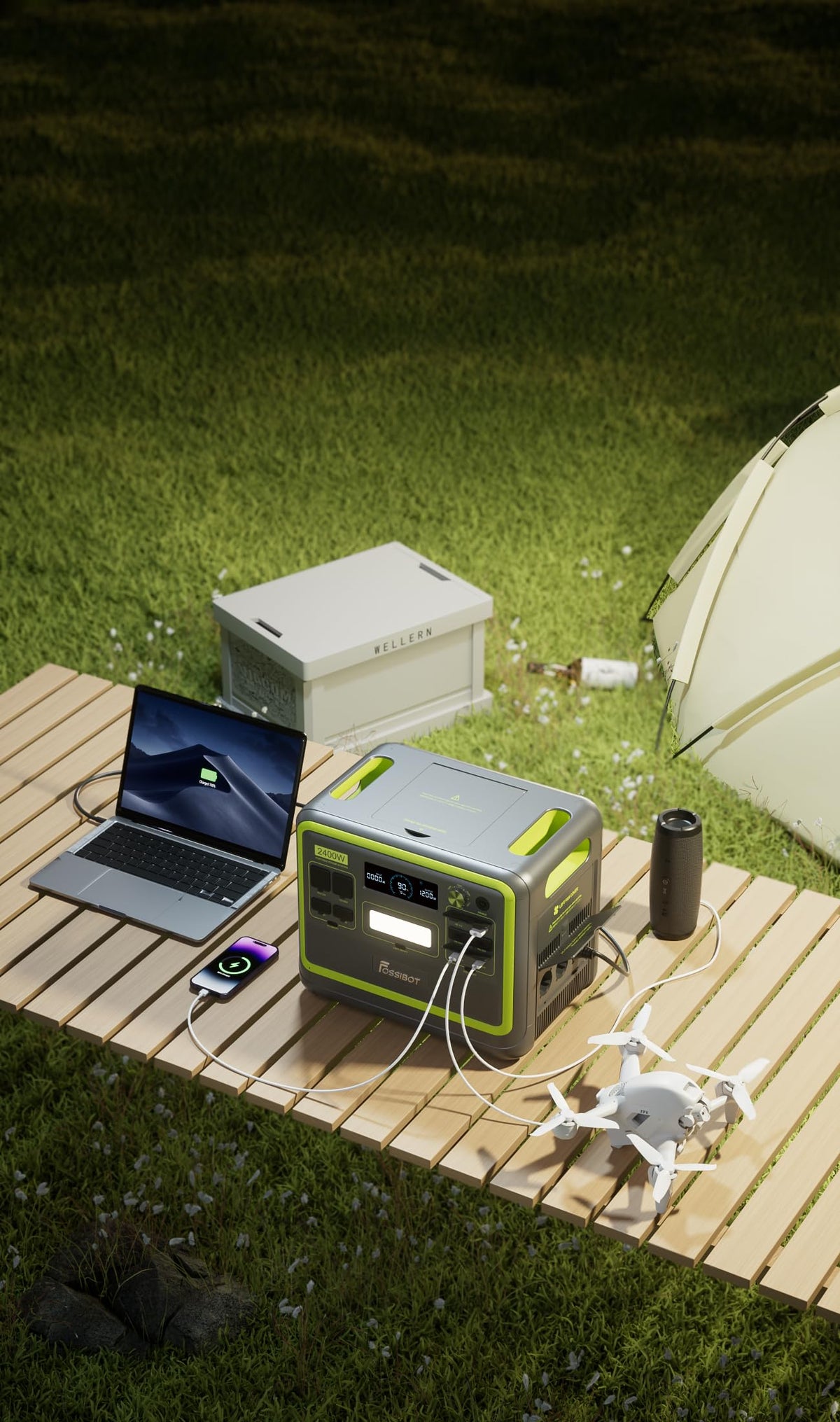 FOSSiBOT F2400 Portable Power Station Update Lightweight, silent, and efficient UPS with 2048Wh LiFePO4,3 x 240V AC Outputs 2400W,100W USB-C Output