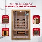 SaunaMed 2-6 Person Full Spectrum Infrared Indoor Sauna EMR NeutralTM 13A Plug & Play (2 Person)