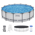 Steel Pro MAX 20 Foot x 52 Inch Round Above Ground Swimming Pool Set Outdoor Metal Frame Family Pool with Filter Pump