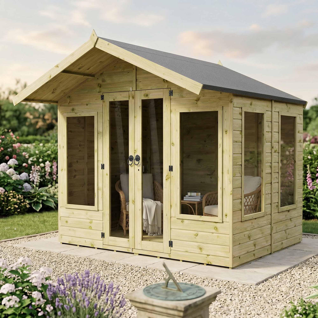 WALTONS 6 x 8 Sussex Summerhouse | Apex Roof | Shiplap Tongue and Groove | Wooden Garden Room Summerhouse | 10 Year Anti Rot Guarantee | 8 x 8 8ft 8ft