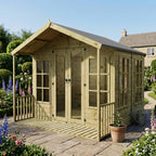 WALTONS | 8 x 8 Wessex Summerhouse with Veranda | Apex Roof | 12mm Shiplap Tongue and Groove | Wooden Garden Room Summerhouse | 10 Year Anti Rot