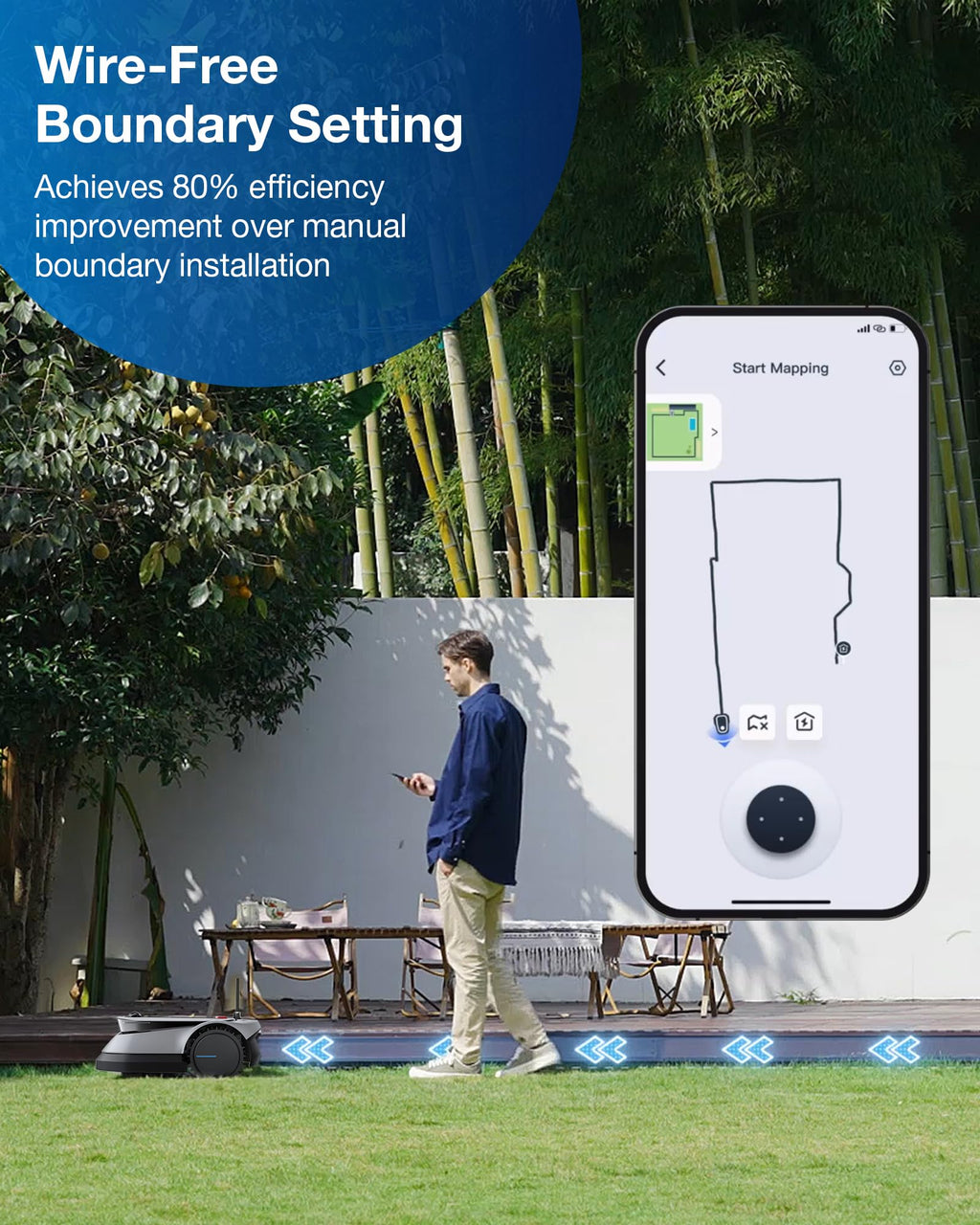 ECOVACS Goat G1-800 Robot Lawnmower No Boundary Wire for Gardens up to 800m2 (AIVI 3D Obstacle Avoidance, Intelligent Path Planning, No-entry Zone