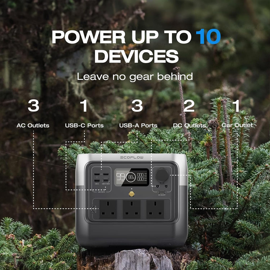 768Wh Portable Power Station 1600W Peak Solar Generator with 11 Outputs