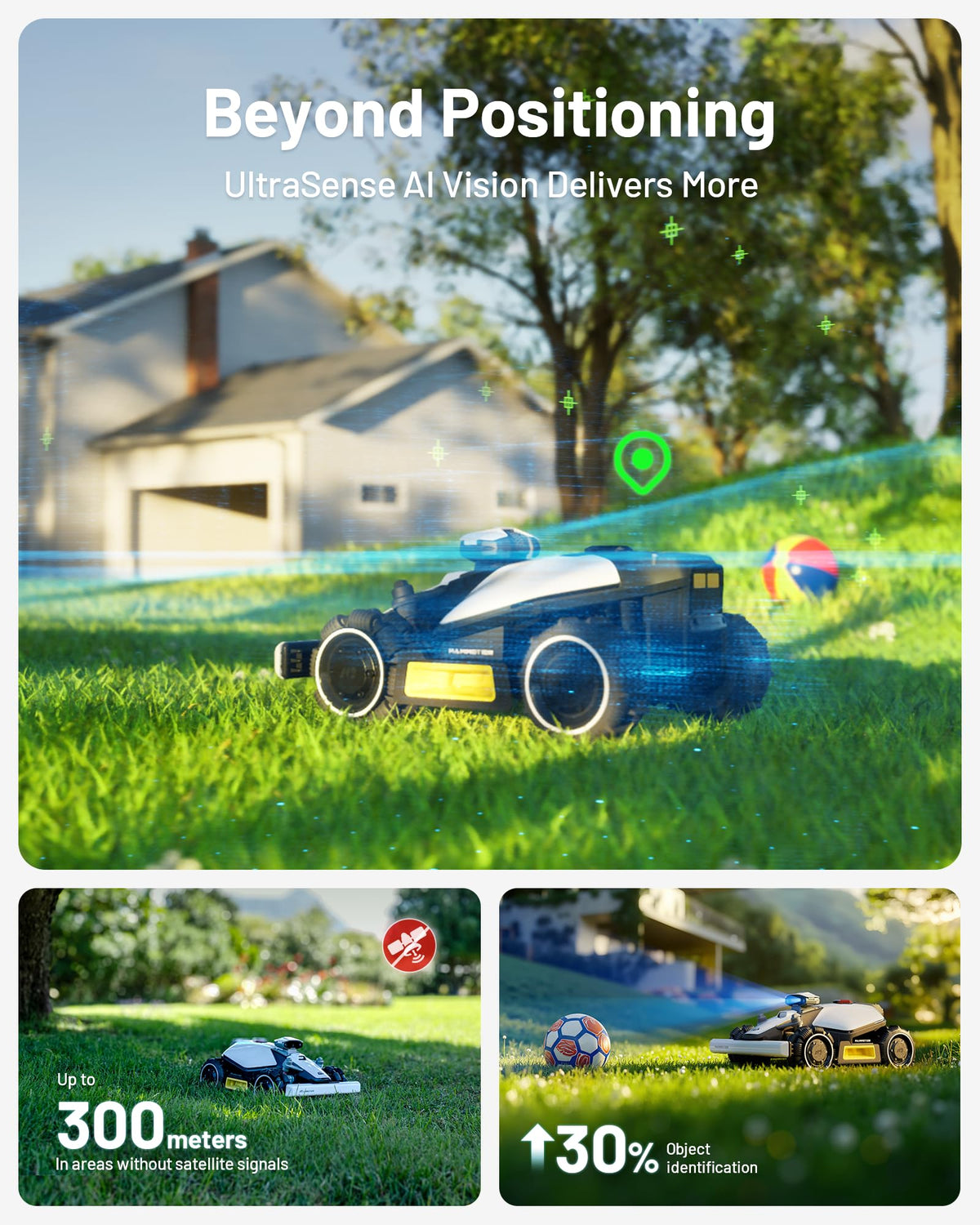 MAMMOTION LUBA mini AWD Robot Lawn Mower without Boundary,Auto Mapping UltraSense AI Vision, 80% Gradient, 20-65 mm Cutting Height (LUBAminiAWD1500)