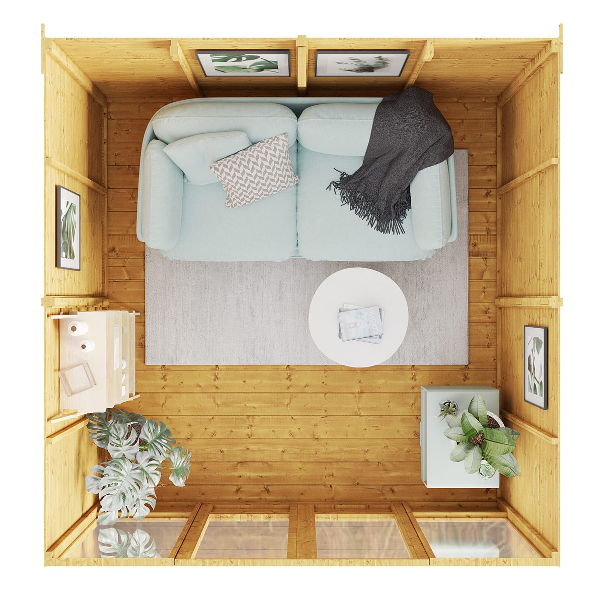 BillyOh Bella 8 x 8 Summer House Shed, Modern Pent Roof Log Cabin | Spray Treated - Garden Room with Wide Double Doors, Tongue and Groove