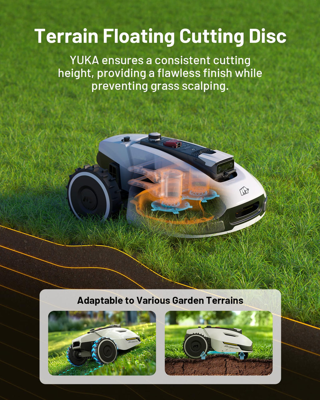 MAMMOTION YUKA 2000 Robot Lawn Mower, Perimeter Wire Free, Recommended 2000 m2, Max.2400 m2, Equipped with UltraSense AI Vision, Handles 45% Slopes