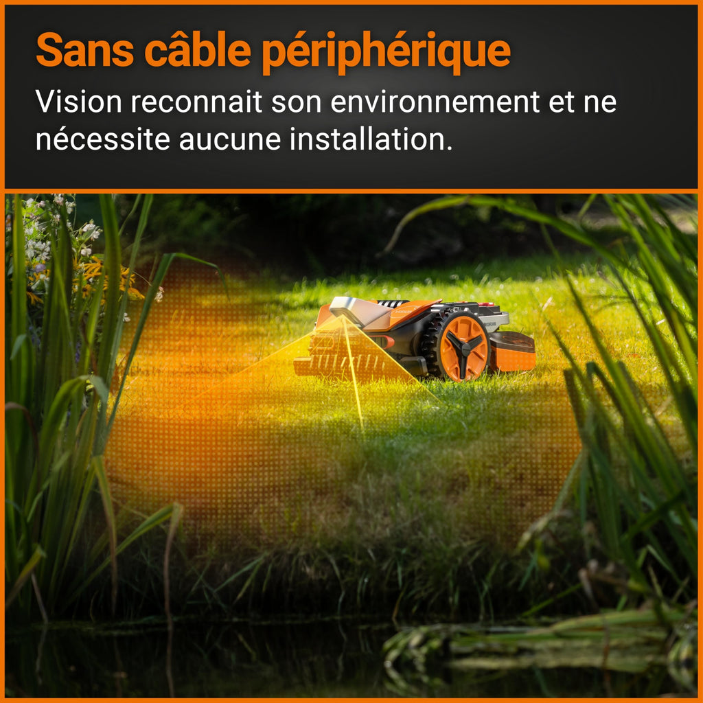 WORX WR202E Landroid Vision Robotic Lawn Mower – 250m2 Patented AIA Mowing Multi-Zone, Auto Charging, 20V PowerShare Battery, Rain Sensor