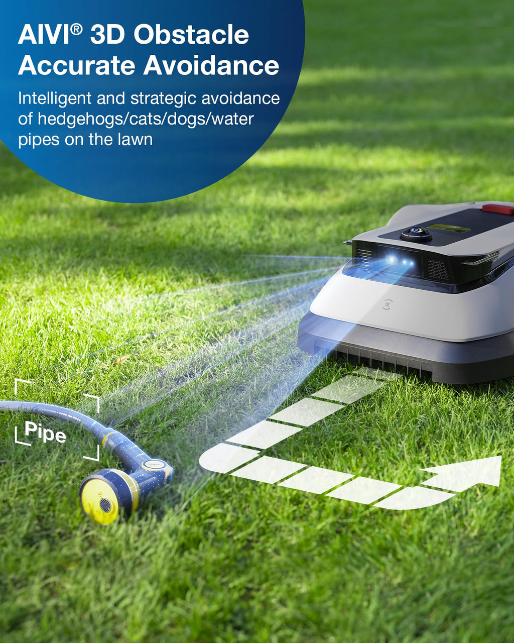 ECOVACS Goat G1-800 Robot Lawnmower No Boundary Wire for Gardens up to 800m2 (AIVI 3D Obstacle Avoidance, Intelligent Path Planning, No-entry Zone