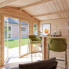 BillyOh Sasha 12 x 8 Log Cabin Summer House Shed – Wooden Garden Room with Apex Roof, Double Doors, Floor, Roof & Felt | Outdoor Office, Home Studio