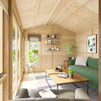 BillyOh Darcy 12x10 Log Cabin Summer House Shed with 19mm Wall Logs Thickness, Modern Apex Roof, Pressure Treated Wood & Shatterproof Windows