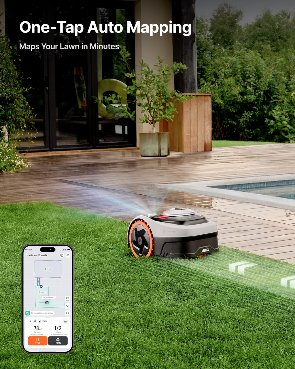 Segway Navimow i208 AWD Robotic Lawn Mower without Boundary, Rec. 800 m2