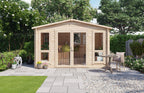 BillyOh Sasha 12 x 8 Log Cabin Summer House Shed – Wooden Garden Room with Apex Roof, Double Doors, Floor, Roof & Felt | Outdoor Office, Home Studio