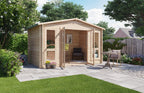 BillyOh Sasha 12 x 8 Log Cabin Summer House Shed – Wooden Garden Room with Apex Roof, Double Doors, Floor, Roof & Felt | Outdoor Office, Home Studio