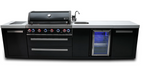 Mont Alpi 805 Black Stainless Steel Island with Beverage Center 6-Burner Grill 2 Infrared Burners Sink Fridge