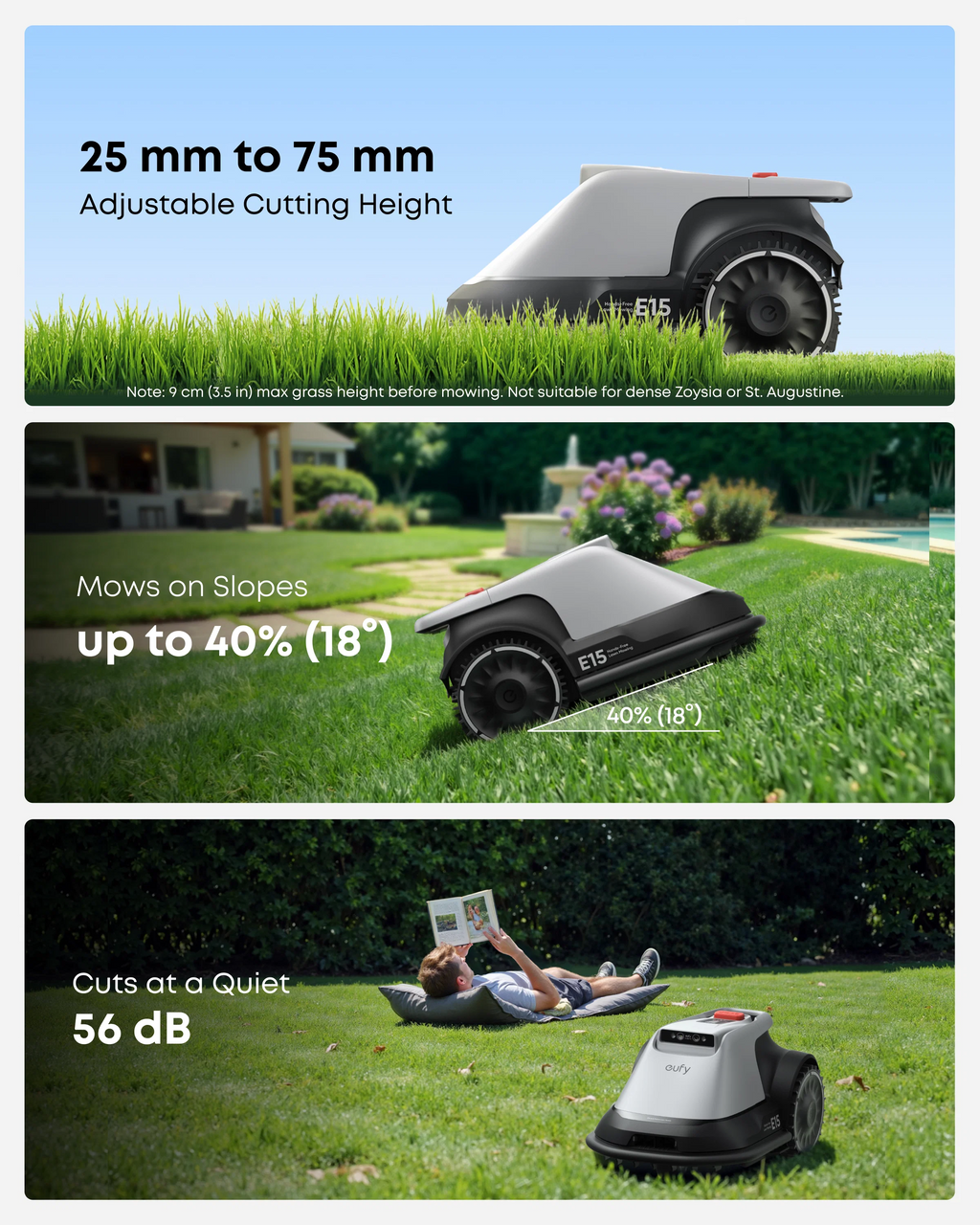 Robotic Lawn Mower for Gardens Up to 800m2, Wire-Free Vision Navigation, 3D Obstacle Avoidance