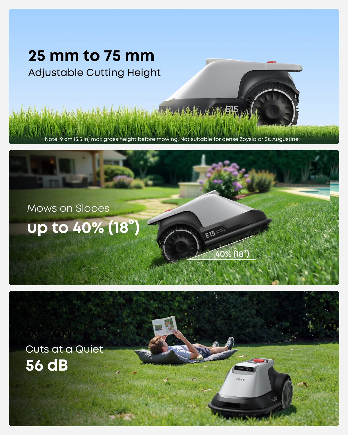 Robotic Lawn Mower for Gardens Up to 800m2, Wire-Free Vision Navigation, 3D Obstacle Avoidance