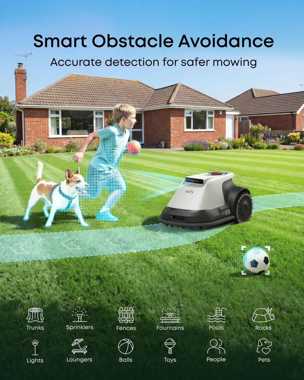 Robotic Lawn Mower for Gardens Up to 800m2, Wire-Free Vision Navigation, 3D Obstacle Avoidance